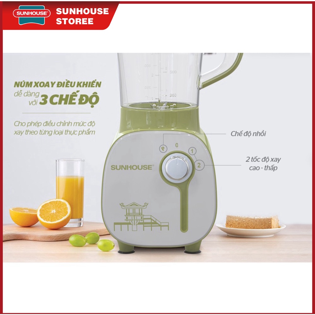 Máy xay sinh tố đa năng Sunhouse SHD5312B/SHD5312G, Công suất 350W, Dung tích 1,5 lít, Bảo hành 12 tháng