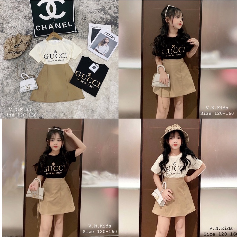 Set áo Guxi + Quần váy A cho bé size đại 17kg-41kg