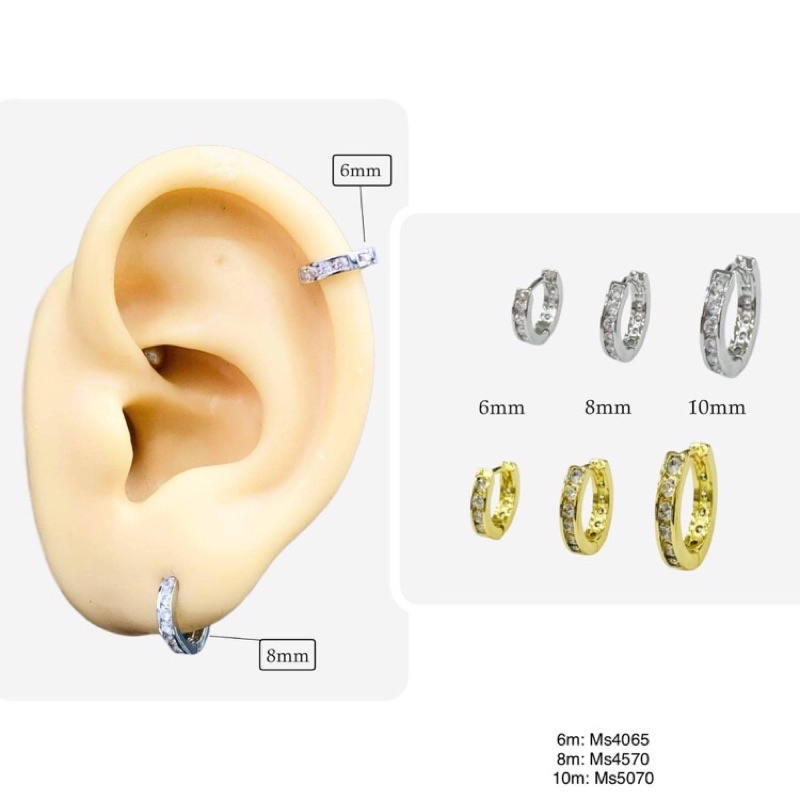 Khuyên vòng đá thời trang chất liệu thép y tế