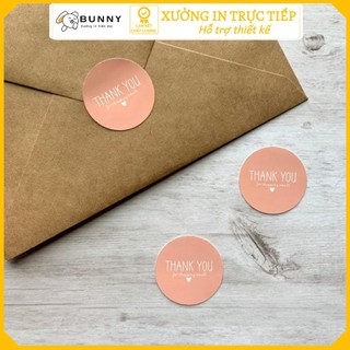[CÓ SẴN] In Tem Nhãn Dán Decal Cảm Ơn Có Sẵn Màu Pastel Tem Tròn Đường Kính 3cm Xưởng In Bunny