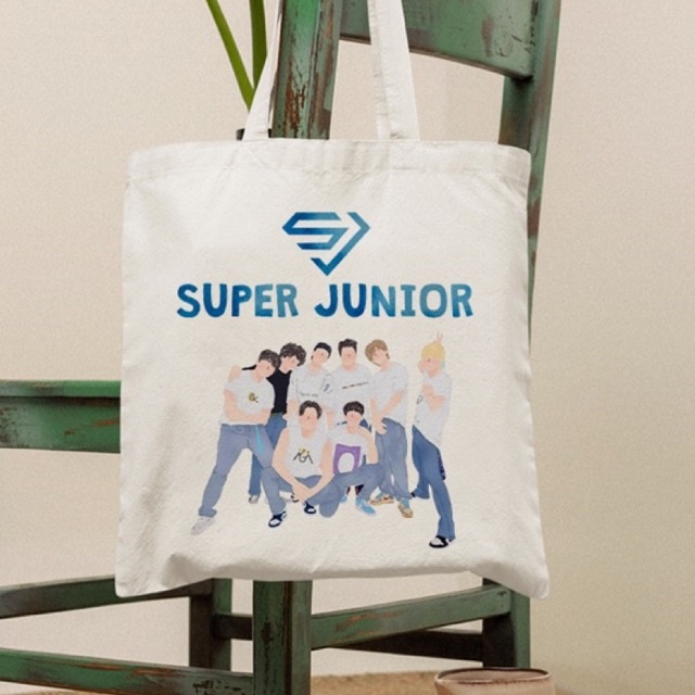 Túi tote Super Junior ELF túi vải canvas đeo vai có khoá kéo đựng đồ phong cách thời trang K-pop