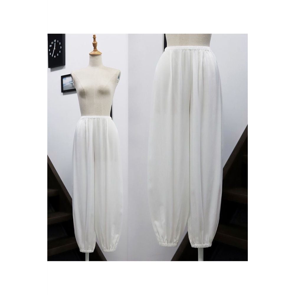Quần Legging Cotton Mỏng Ống Rộng Phối Dây Rút Tập Thái Cực Quyền