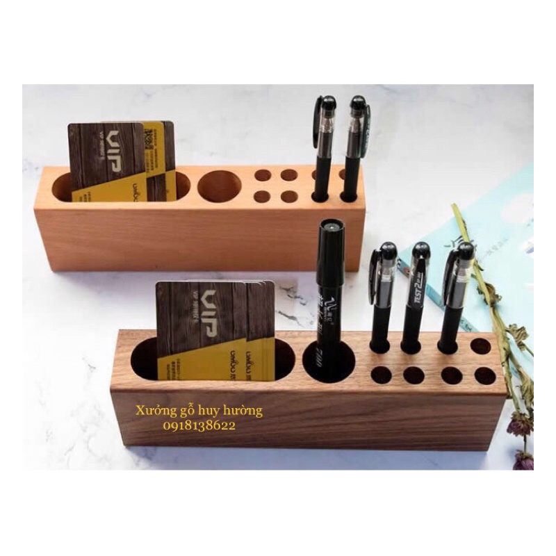 Giá cắm bút để bàn, gỗ hương đỏ, lim cao cấp, kích thước dài 18~22cm