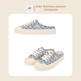 Giày MLB mule Denim nhạt full box tag chính hãng