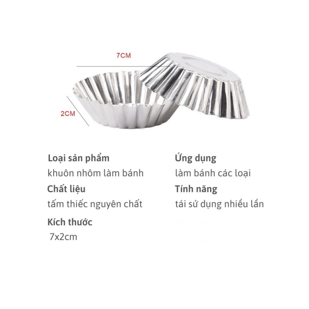Set 5 khuôn bánh tart trứng khuôn bánh bò nhôm hoặc dùng đổ rau câu đong sương
