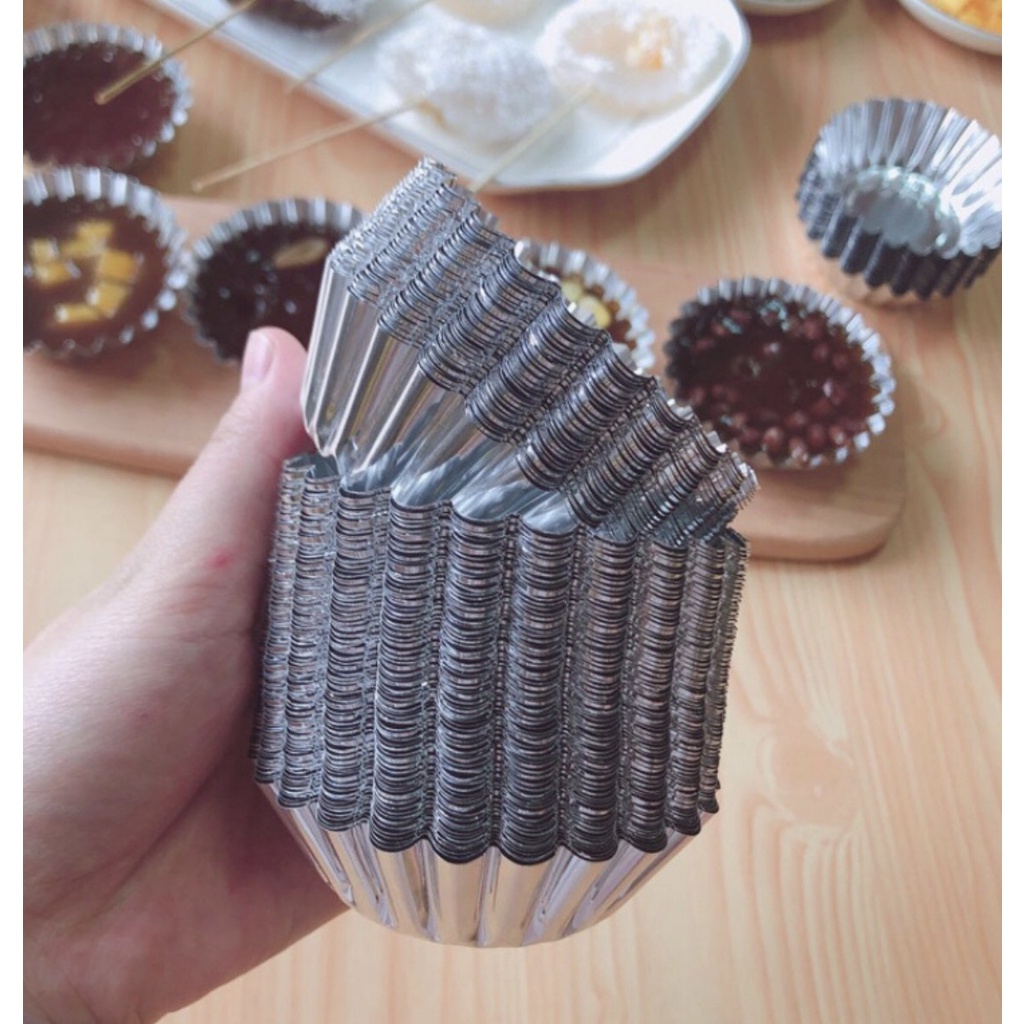 Set 5 khuôn bánh tart trứng khuôn bánh bò nhôm hoặc dùng đổ rau câu đong sương