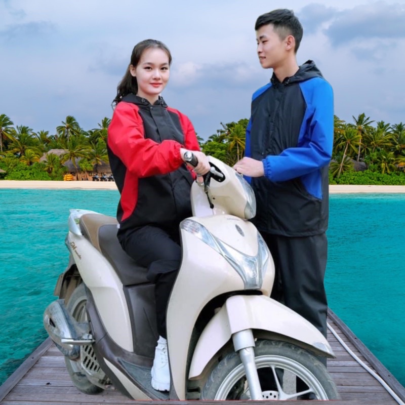 Áo Mưa Bộ 2 Lớp Chống Thấm Nước 98% Kiêm Áo Gió Rét Đi Phượt Xe Máy Thời Trang Tiện Lợi