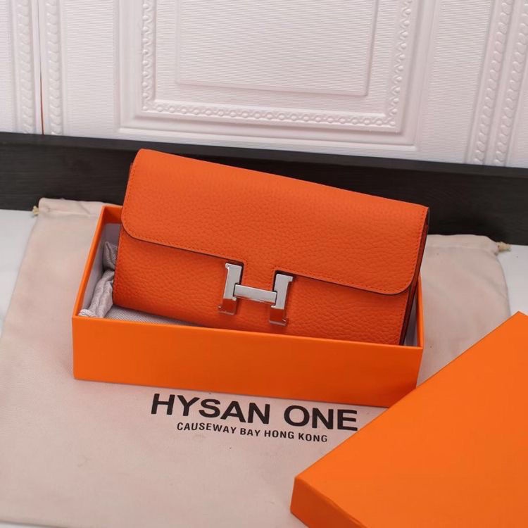 Ví Da Bò HERMES 2023 Dáng Dài Có Khóa Cài Dễ Phối Đồ