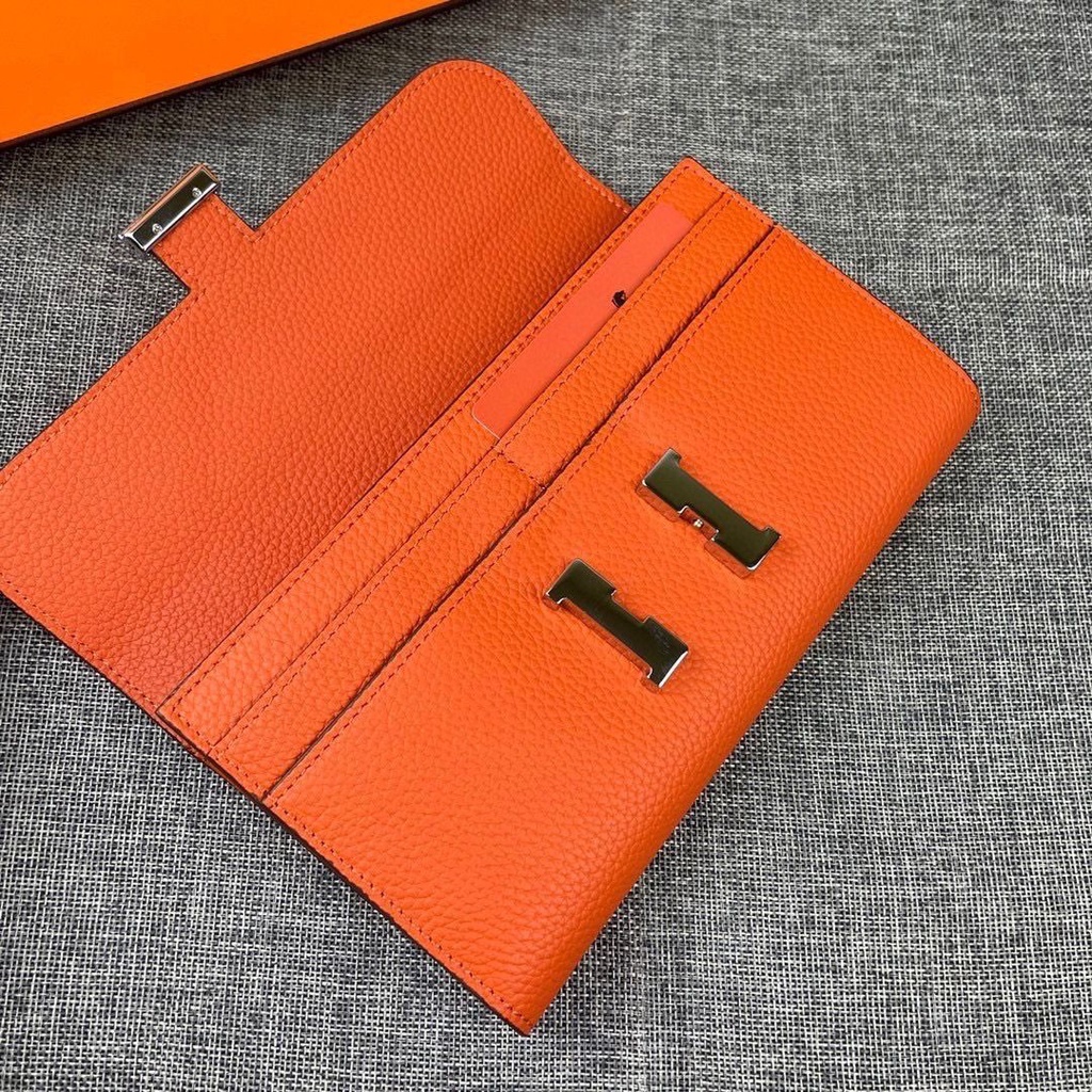 Ví Da Bò HERMES 2023 Dáng Dài Có Khóa Cài Dễ Phối Đồ