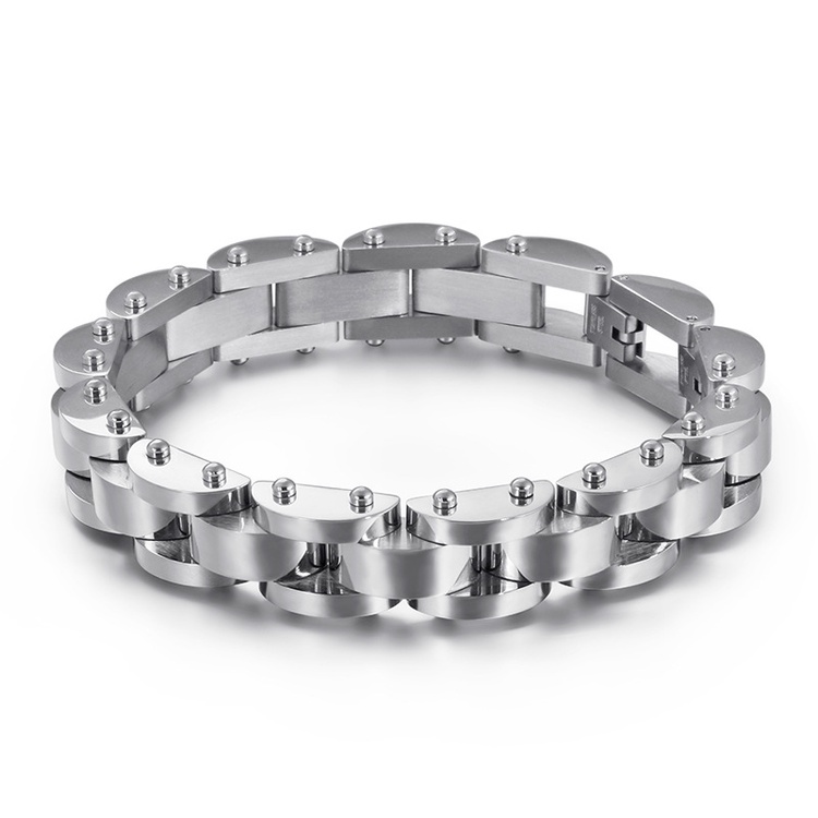 Lắc tay nam kiểu bán nguyệt bằng titan nguyên chất mạ bạch kim - T135