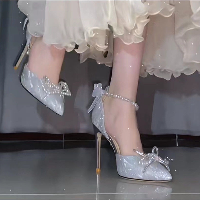 Giày Cao Gót Đính Nơ Thời Trang Mùa Hè Mới 2023 Cho Nữ