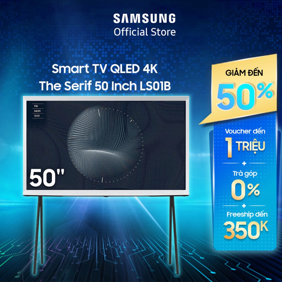 [ Smart Tivi QLED The Serif Samsung 50 inch QA50LS01BBKXXV - Xanh -Miễn Phí Lắp Đặt