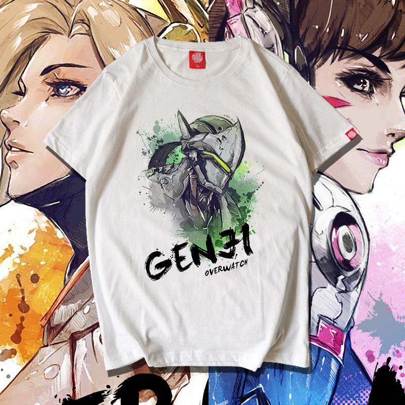 Áo Thun Tay Ngắn Cổ Tròn In Hình Nhân Vật Hanzo Reaper Genji DVA Trong game Overwatch Thời Trang Cho Nam