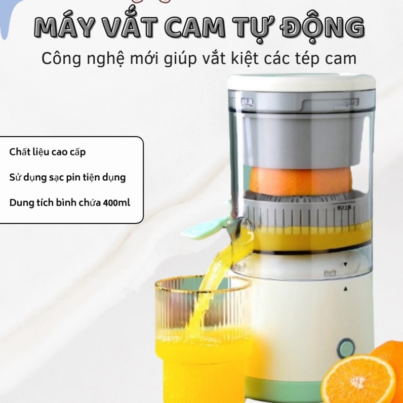 Máy vắt cam đa năng, Máy ép cam tự động, Ép hoa quả không dây sử dụng sạc USB Ttện lợi dễ sử dụng cho mọi gia đình