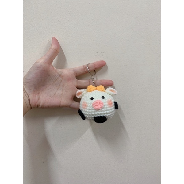 Móc khoá bò sữa bằng len handmade