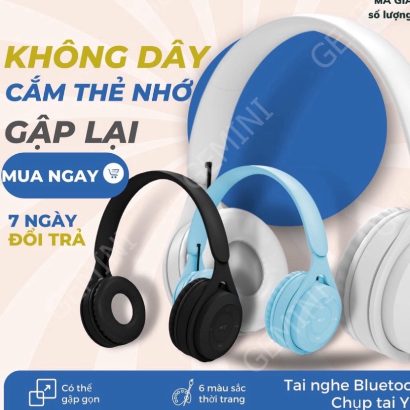 Tai Nghe Bluetooth Y08 5.0 Chụp Tai có micro Headphone không dây thời trang màu sắc New New