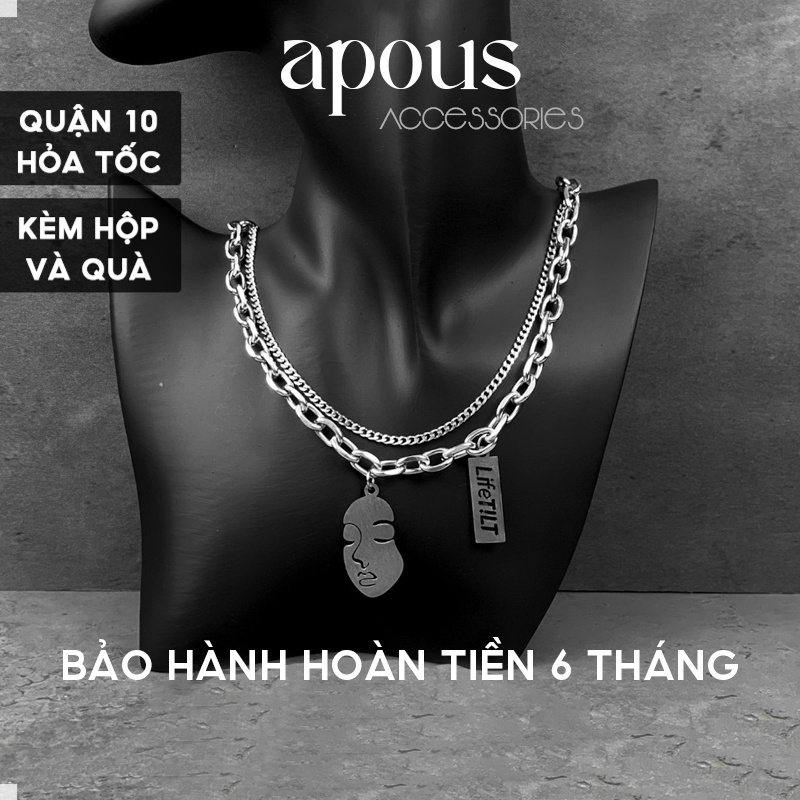 Dây chuyền nam nữ Xích tròn 2 Layer phối mặt nữ DC020 - Thép Titan - Phụ kiện trang sức Unisex Apous