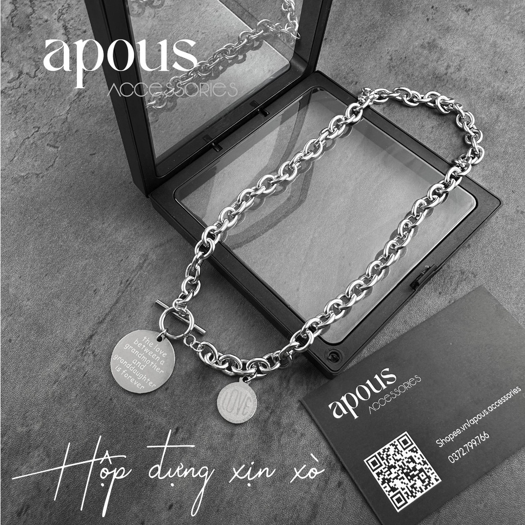 Dây chuyền nam nữ Xích tròn phối 2 mặt Tròn DC021 - Thép Titan - Phụ kiện trang sức Unisex Apous
