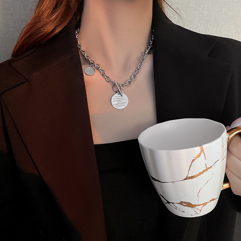 Dây chuyền nam nữ Xích tròn phối 2 mặt Tròn DC021 - Thép Titan - Phụ kiện trang sức Unisex Apous