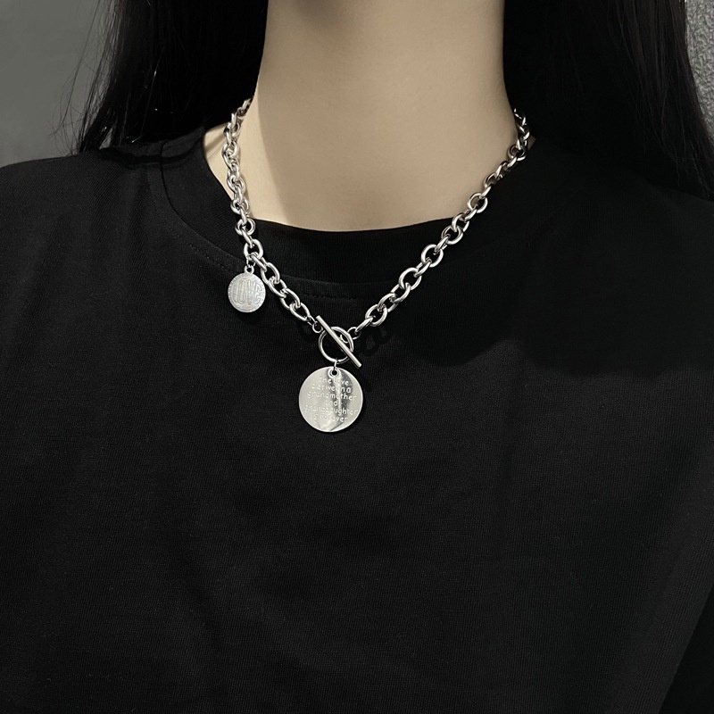 Dây chuyền nam nữ Xích tròn phối 2 mặt Tròn DC021 - Thép Titan - Phụ kiện trang sức Unisex Apous