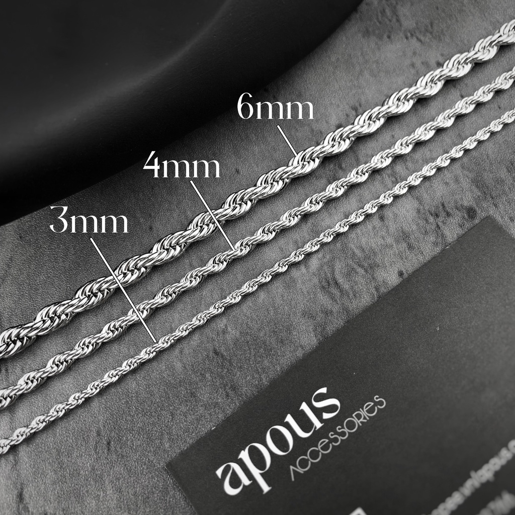 Dây chuyền nam nữ Xích Xoắn Basic DC079 - Thép Titan - Phụ kiện trang sức Unisex Apous