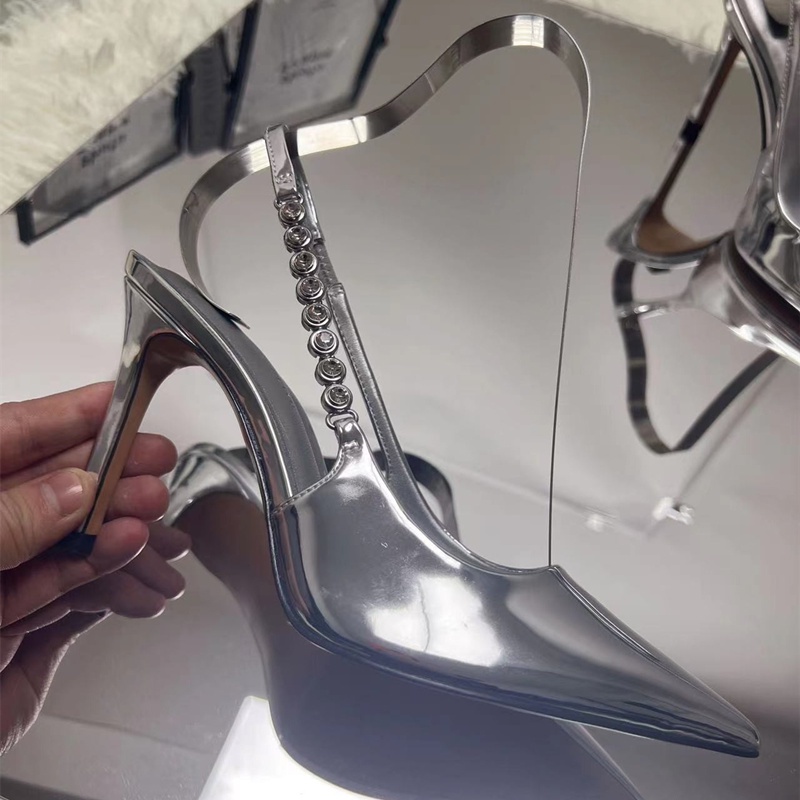 Giày Cao Gót Mũi Nhọn Đính Đá Sang Trọng Cho Nữ