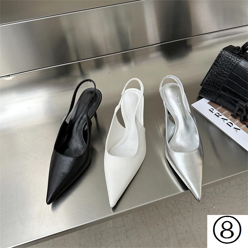 Giày Sandal Cao Gót Mũi Nhọn Phối Dây Sau Lưng Phong Cách Pháp Thời Trang Mùa Xuân Dành Cho Nữ