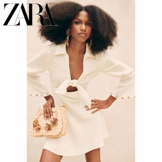 Zara Morocco full tag - Đầm Zara Vải Lanh Đính Nút Thời Trang Kasl50