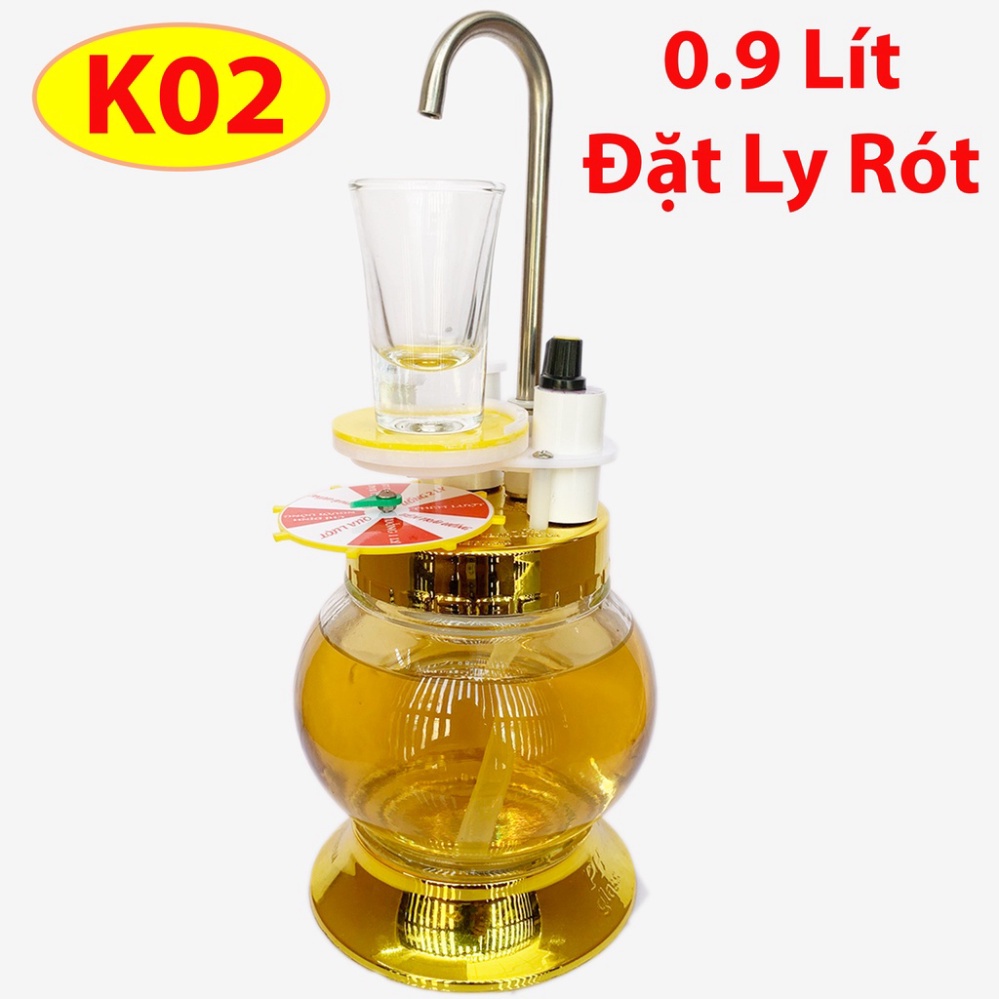 Máy rót rượu tự động K02 bình thủy tinh đặt ly tự rót 0.9L