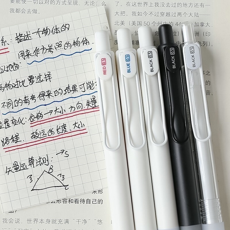 Bút gel mực đen đỏ xanh Domi phong cách basic, ngòi 0.5 mm