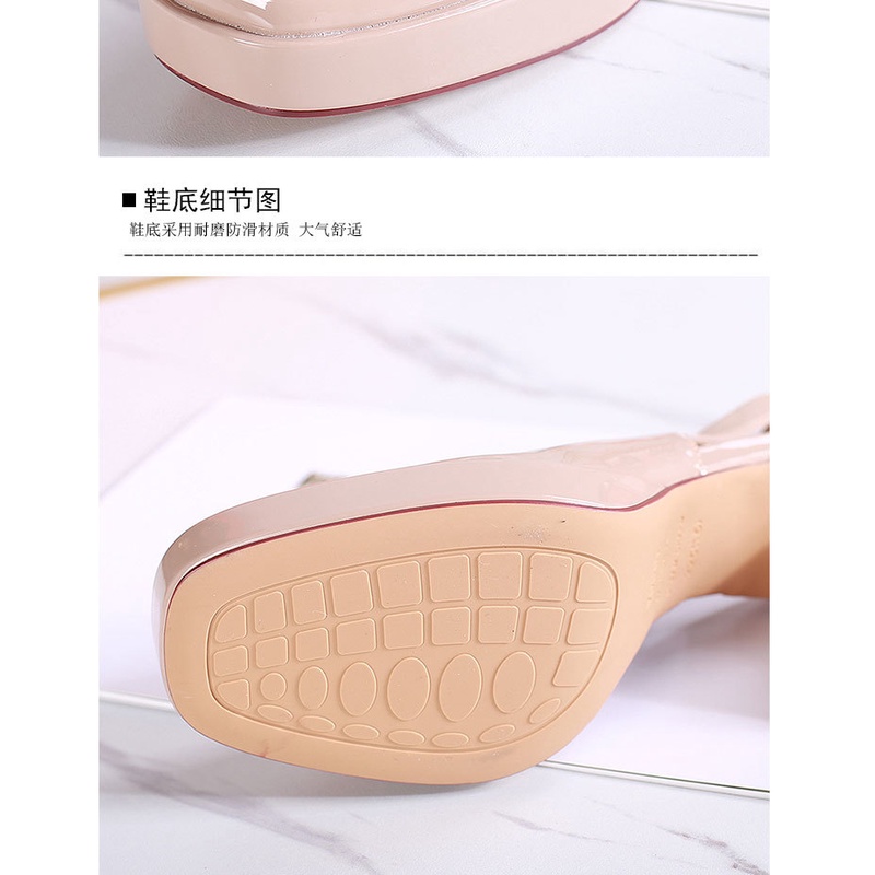 Giày Cao Gót Da Bóng Mũi Vuông Phong Cách Anh Quốc Thời Trang Mùa Hè 2023 Cho Nữ