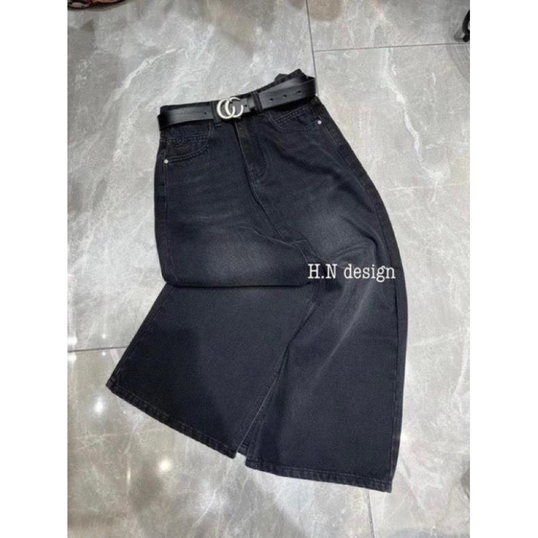 chân váy jean màu xám lông chuột cho nữ