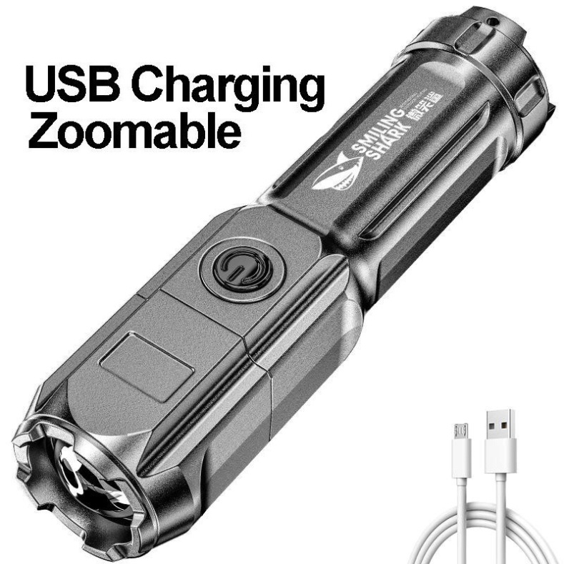 Đèn mini siêu sáng đèn cá mập đèn cắm trại đèn pin tự vệ đèn mẫu mới