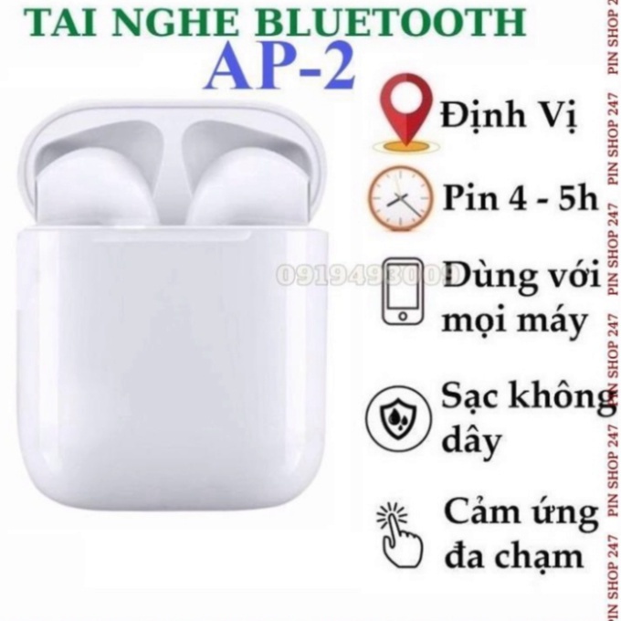 Tai nghe bluetooth AIP2 tai nghe không cần dây định vị, lọc âm, giảm tiếng ồn, pin 4-6, bass hay, BH 6TH PIN HOT New