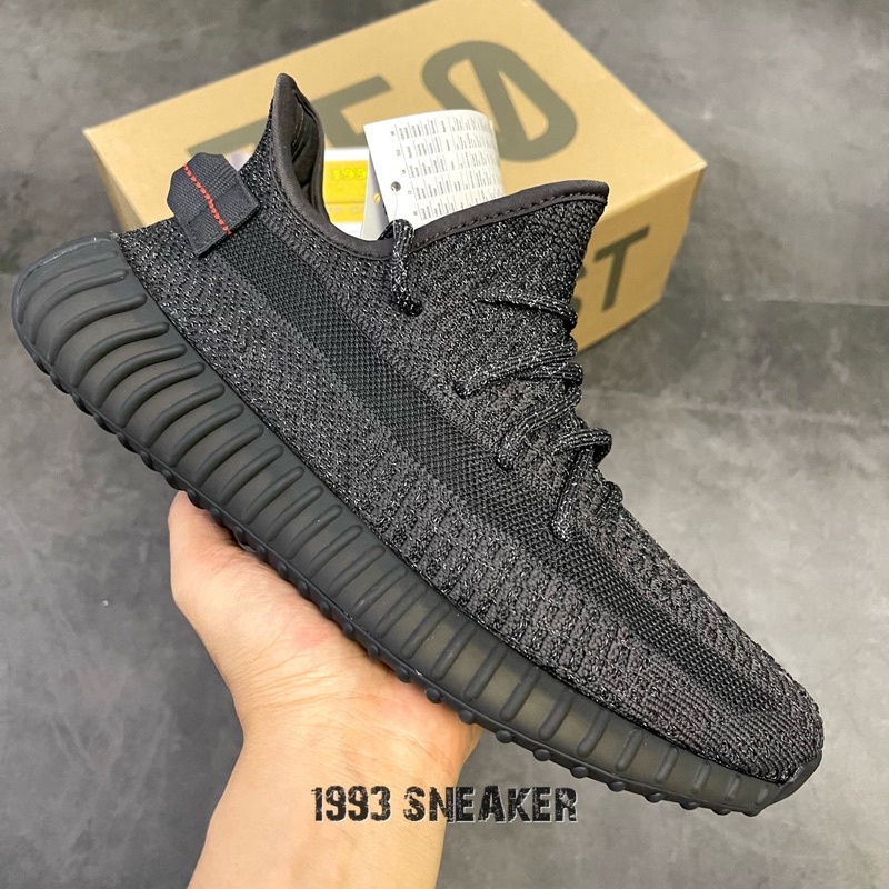 Giày Yeezy350 Statics Black đế hạt nén hộp cứng