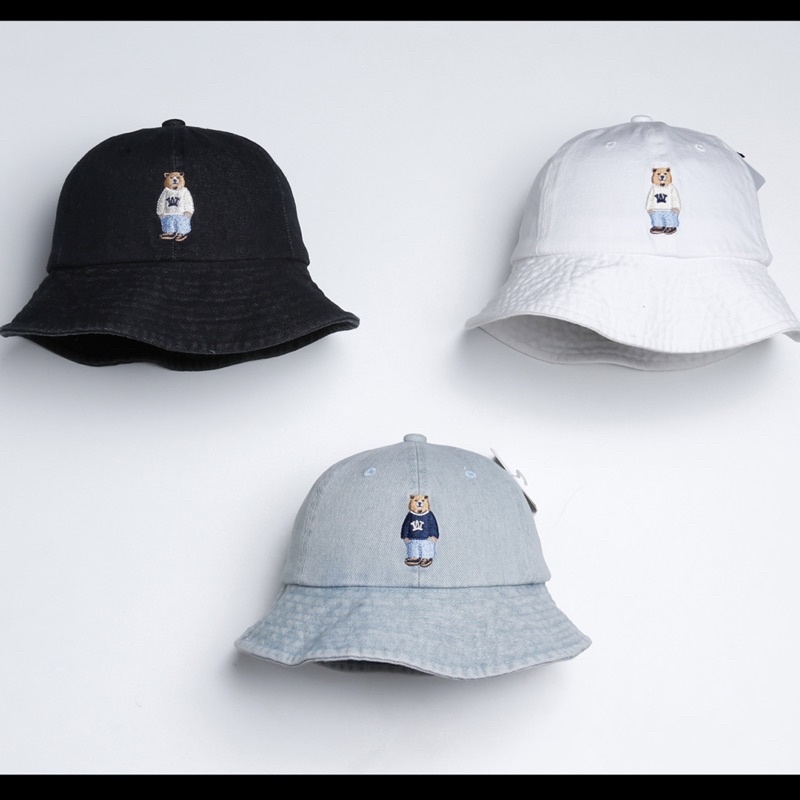 Mũ nón bucket jean gấu thời thượng Unisex