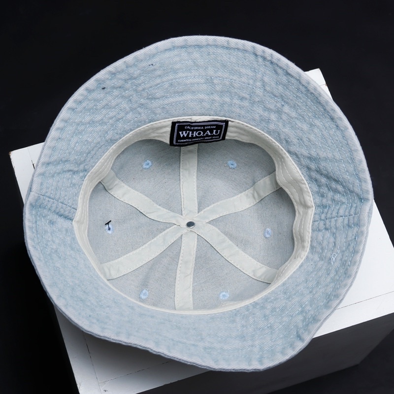 Mũ nón bucket jean gấu thời thượng Unisex