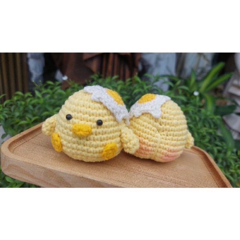 Móc khoá vịt đội trứng len handmade
