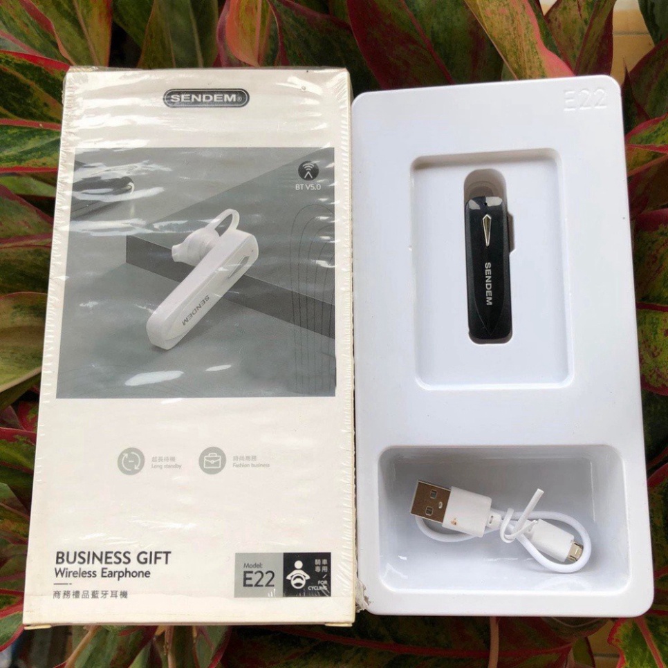 Tai nghe Bluetooth 1 tai SENDEM E22 v5.0 pin cực trâu, đàm thoại cực tốt New New