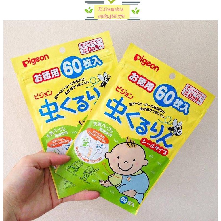 Miếng dán đuổi muỗi và côn trùng Pigeon 60 miếng dán Nhật Bản