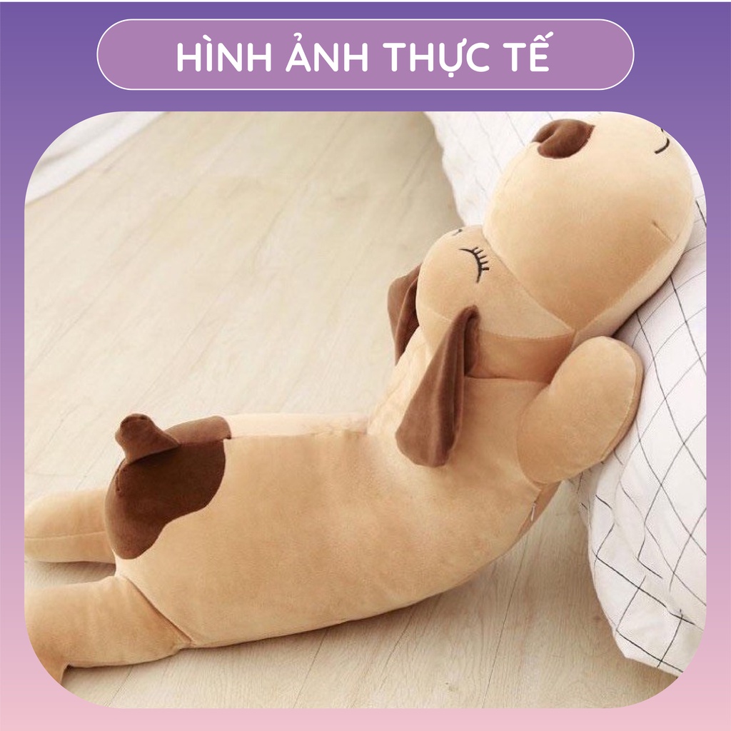 Gấu bông gối ôm Tina Chó mũi tim bông cao cấp, vỏ nhung Hàn Quốc mềm mịn, co dãn 4 chiều, size 100cm - 130cm