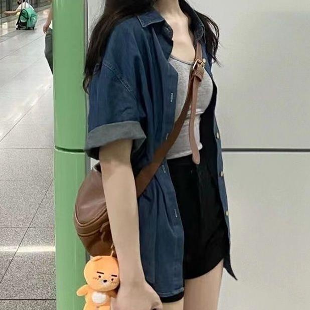 Áo sơ mi nữ jean bò Denim Thời Trang Mùa Hè Cổ Điển Dành Cho Nữ MA053