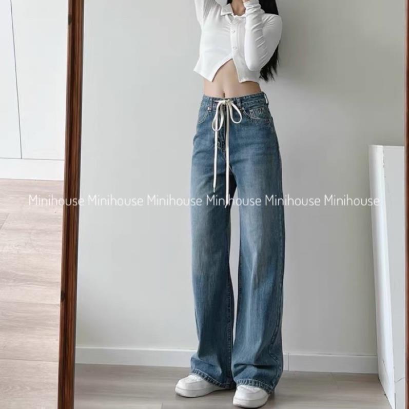 free ship1 Quần jeans ống rộng lưng cao DÂY RÚT oke | BigBuy360 - bigbuy360.vn