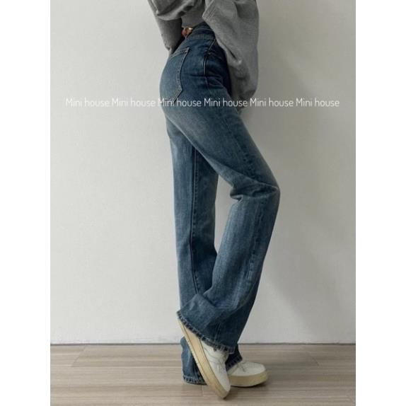 free ship1 Quần jeans loe co dãn xanh đậm mài oke