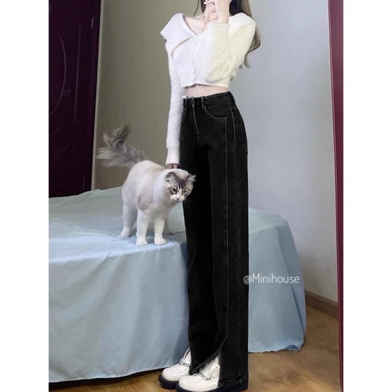 free ship1 Quần jeans xẻ ống xám khói oke | BigBuy360 - bigbuy360.vn