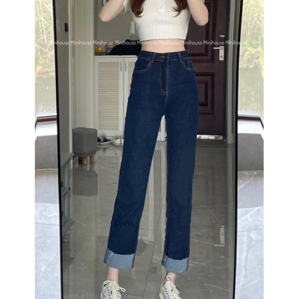 free ship1 Quần bò gập gấu chất co dãn xanh đậm oke | BigBuy360 - bigbuy360.vn