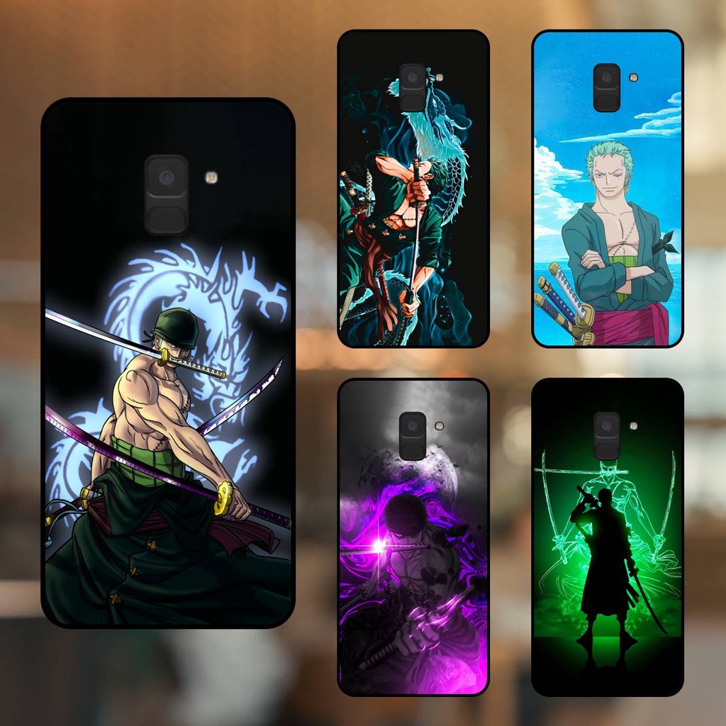 Ốp lưng điện thoại Samsung A8 Plus, A8 viền đen Zoro One Piece Đảo Hải Tặc