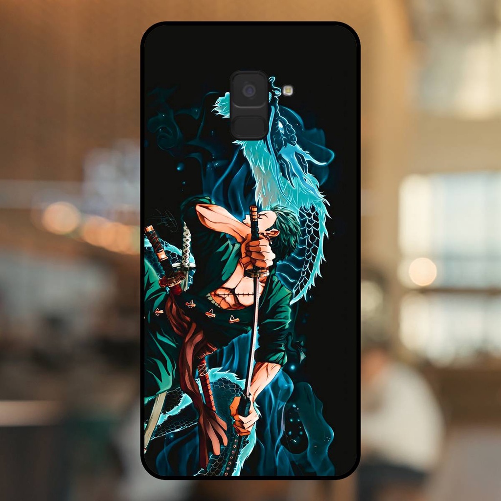 Ốp lưng điện thoại Samsung A8 Plus, A8 viền đen Zoro One Piece Đảo Hải Tặc