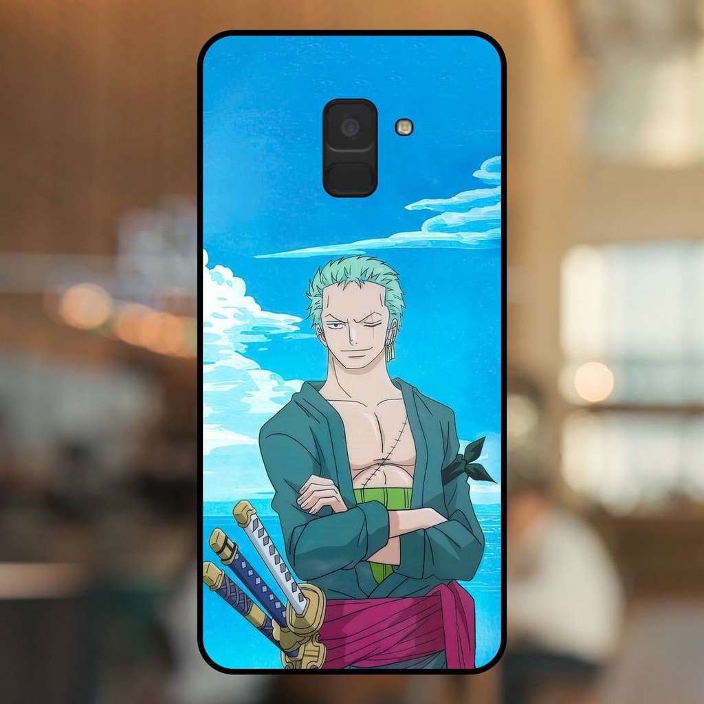 Ốp lưng điện thoại Samsung A8 Plus, A8 viền đen Zoro One Piece Đảo Hải Tặc