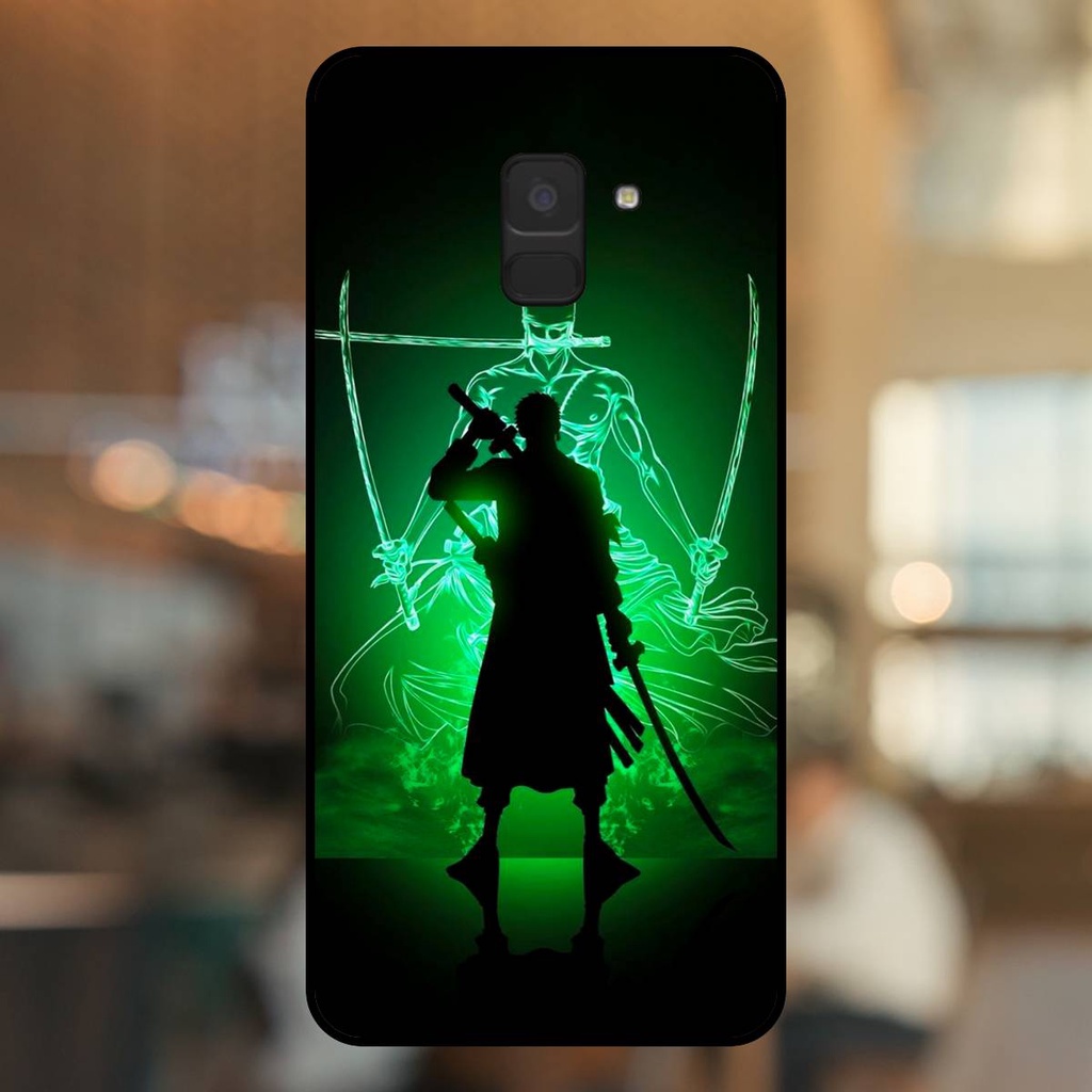 Ốp lưng điện thoại Samsung A8 Plus, A8 viền đen Zoro One Piece Đảo Hải Tặc